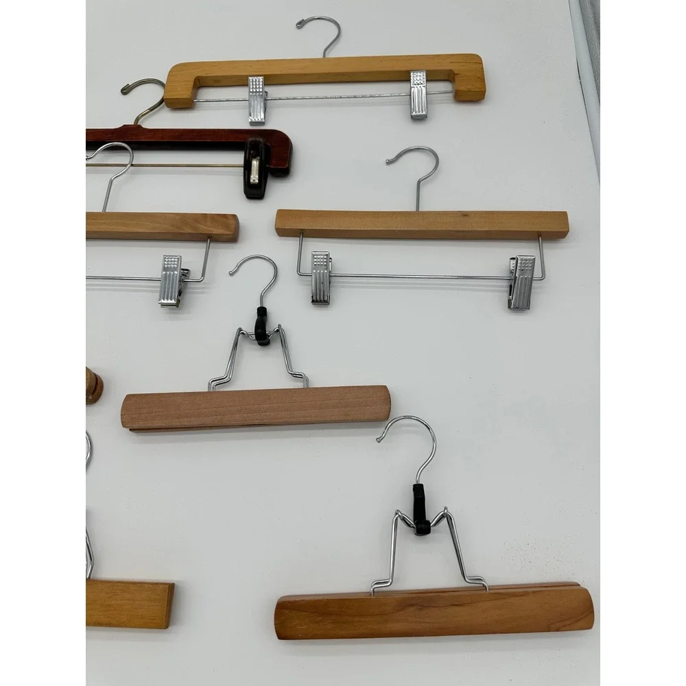 Wooden Pant Skirt Hangers Lot of 11 Vintage‎ Style Brown